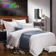 Cama do hotel / 100% Paquistão algodão branco cetim hotel cama / strip hotel cama